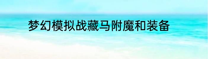 梦幻模拟战藏马附魔和装备