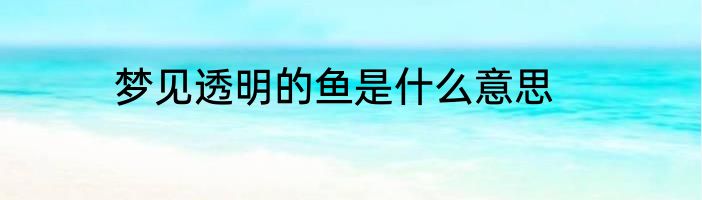 梦见透明的鱼是什么意思