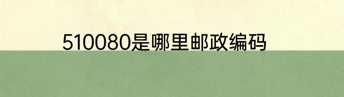510080是哪里邮政编码
