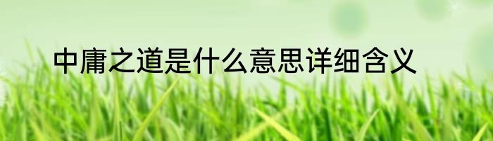 中庸之道是什么意思详细含义