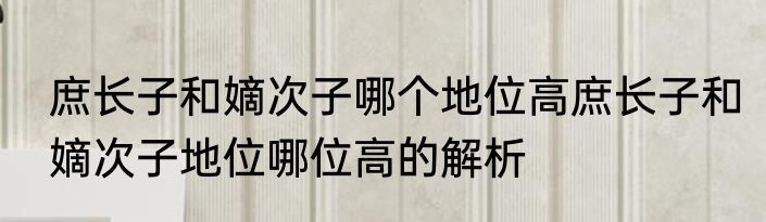 庶长子和嫡次子哪个地位高庶长子和嫡次子地位哪位高的解析