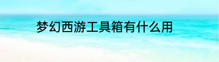 梦幻西游工具箱有什么用