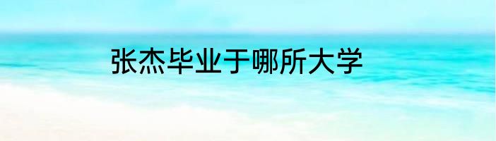 张杰毕业于哪所大学
