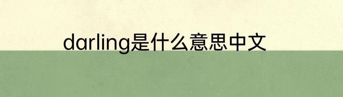 darling是什么意思中文