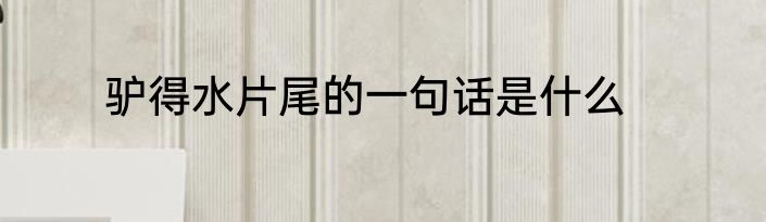 驴得水片尾的一句话是什么
