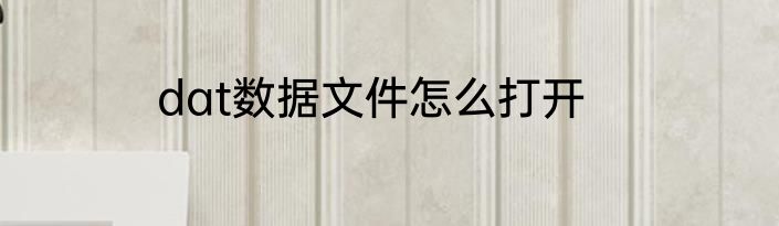 dat数据文件怎么打开