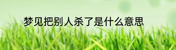 梦见把别人杀了是什么意思