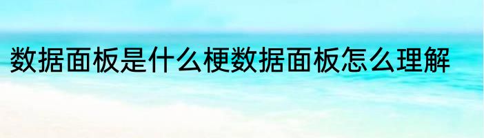 数据面板是什么梗数据面板怎么理解