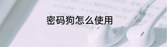 密码狗怎么使用