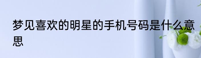 梦见喜欢的明星的手机号码是什么意思