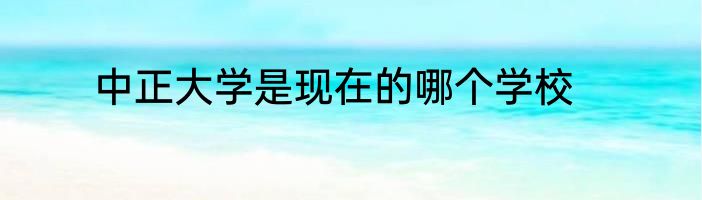 中正大学是现在的哪个学校