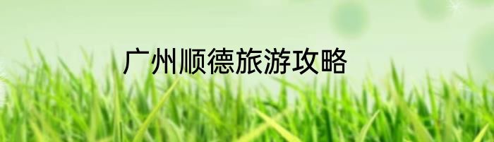 广州顺德旅游攻略