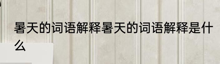 暑天的词语解释暑天的词语解释是什么