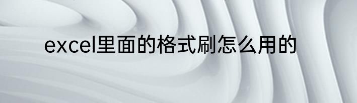 excel里面的格式刷怎么用的