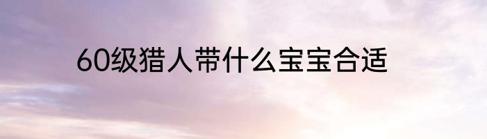 60级猎人带什么宝宝合适