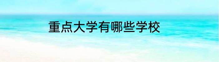 重点大学有哪些学校