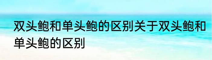 双头鲍和单头鲍的区别关于双头鲍和单头鲍的区别