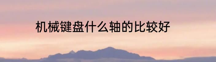 机械键盘什么轴的比较好