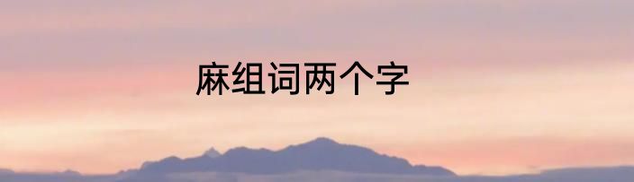 麻组词两个字