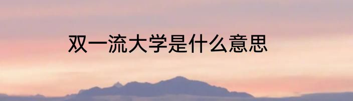 双一流大学是什么意思