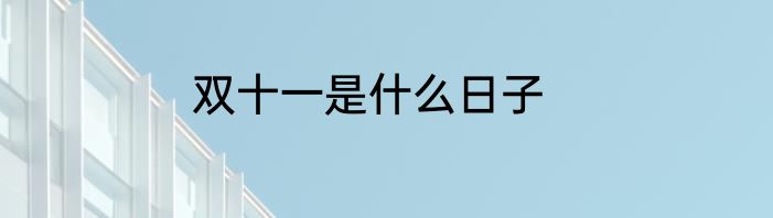 双十一是什么日子
