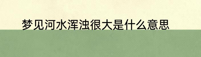 梦见河水浑浊很大是什么意思