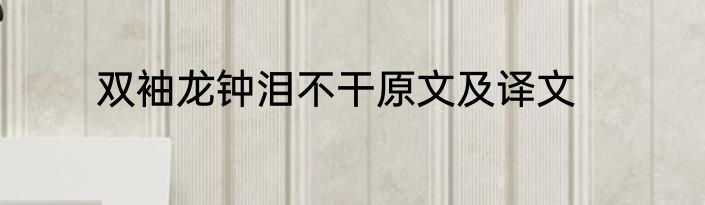 双袖龙钟泪不干原文及译文