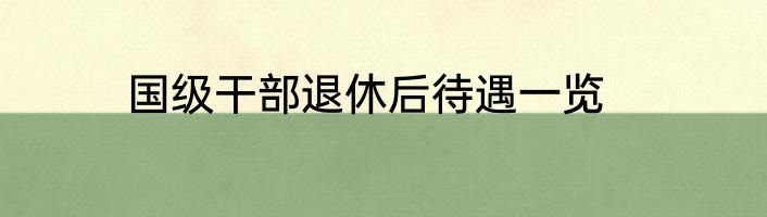 国级干部退休后待遇一览