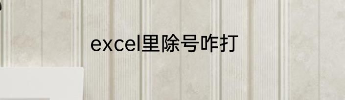 excel里除号咋打