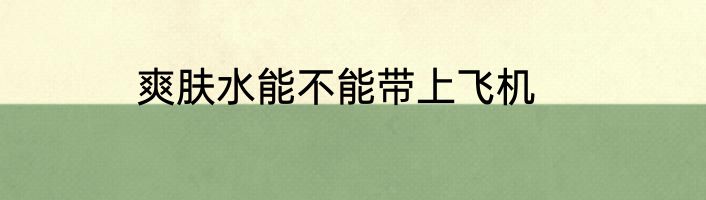 爽肤水能不能带上飞机