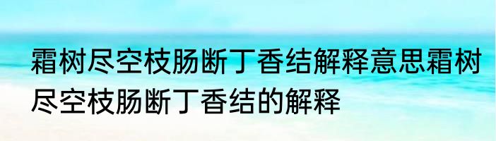 霜树尽空枝肠断丁香结解释意思霜树尽空枝肠断丁香结的解释
