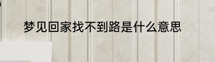 梦见回家找不到路是什么意思
