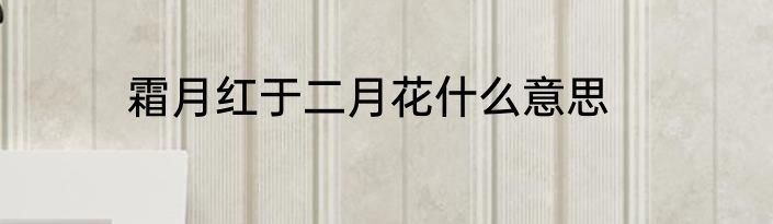 霜月红于二月花什么意思