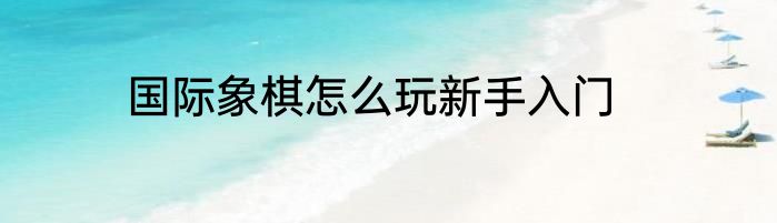 国际象棋怎么玩新手入门
