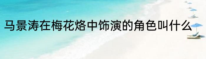 马景涛在梅花烙中饰演的角色叫什么