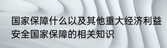 国家保障什么以及其他重大经济利益安全国家保障的相关知识