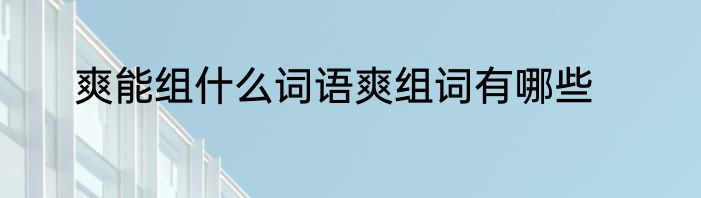 爽能组什么词语爽组词有哪些