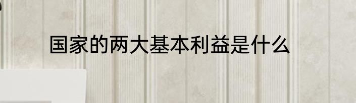 国家的两大基本利益是什么