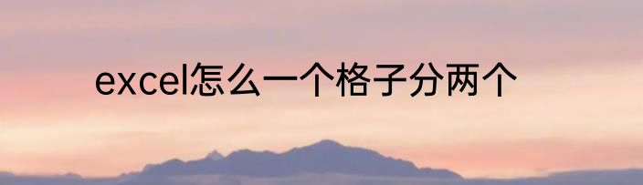 excel怎么一个格子分两个