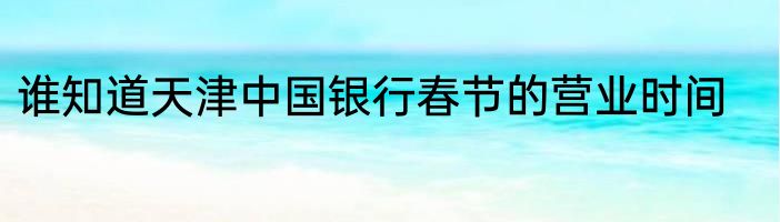 谁知道天津中国银行春节的营业时间