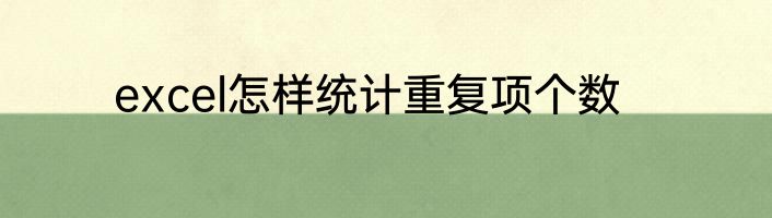 excel怎样统计重复项个数