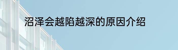 沼泽会越陷越深的原因介绍