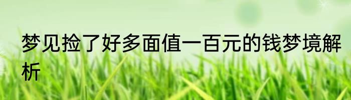 梦见捡了好多面值一百元的钱梦境解析