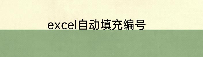 excel自动填充编号
