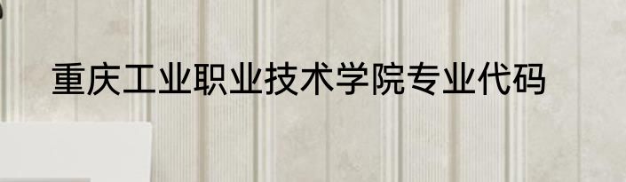 重庆工业职业技术学院专业代码