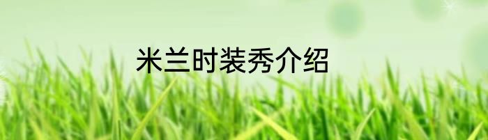 米兰时装秀介绍