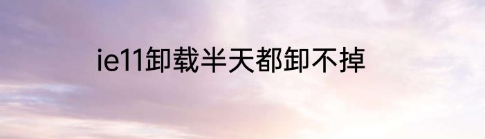 ie11卸载半天都卸不掉