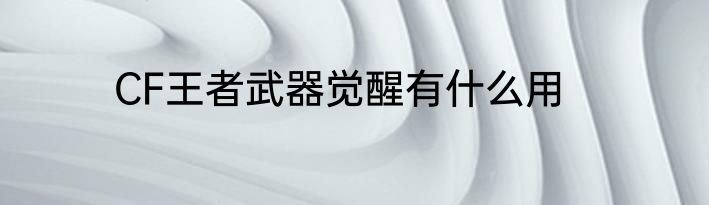 CF王者武器觉醒有什么用