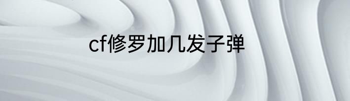 cf修罗加几发子弹