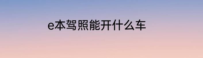 e本驾照能开什么车